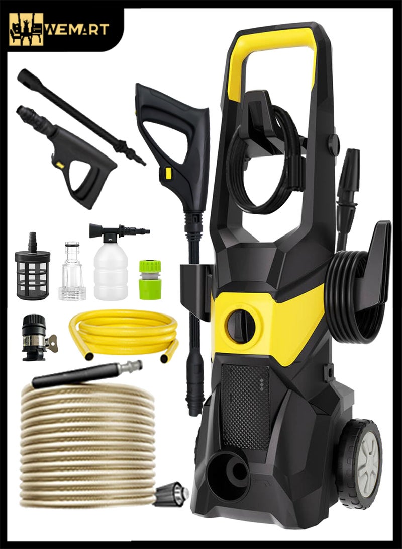 WEMART Electric Pressure Washer, 1800W 150Bar Power Washer with Quick Connect Nozzle, High Pressure Washer with Foam Gun for Car/Fence/Driveway/Patio/Home Cleaning - Image 1